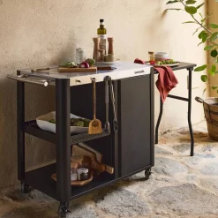 Buitenkeuken tafel in roestvrij staal 94,5 cm met opklapbaar blad