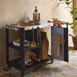 Buitenkeuken tafel in roestvrij staal 94,5 cm met opklapbaar blad