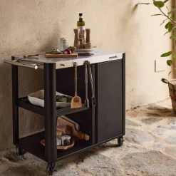 Buitenkeuken tafel in roestvrij staal 94,5 cm met opklapbaar blad