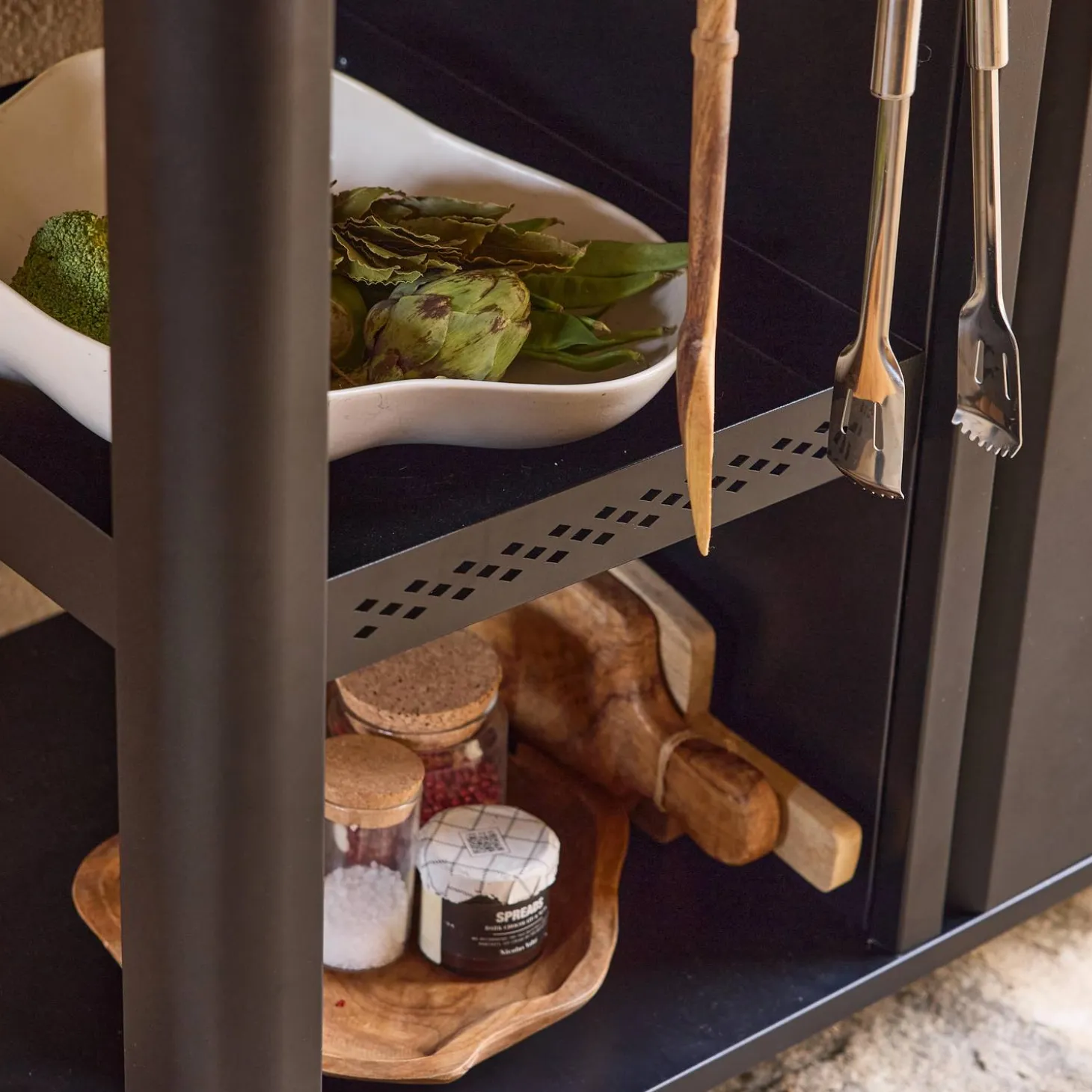 Buitenkeuken tafel in roestvrij staal 94,5 cm met opklapbaar blad