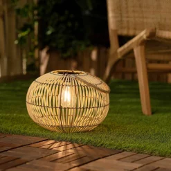 Buitenlamp op zonne-energie, LED, rotan Ø31,5 cm