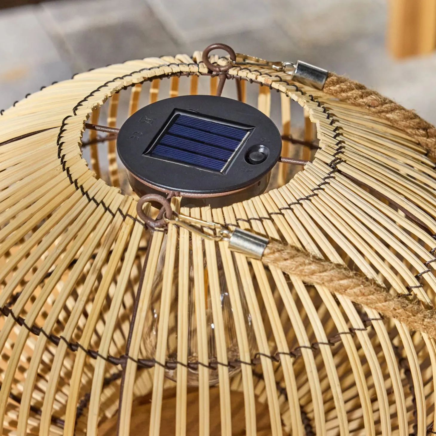 Buitenlamp op zonne-energie, LED, rotan Ø31,5 cm