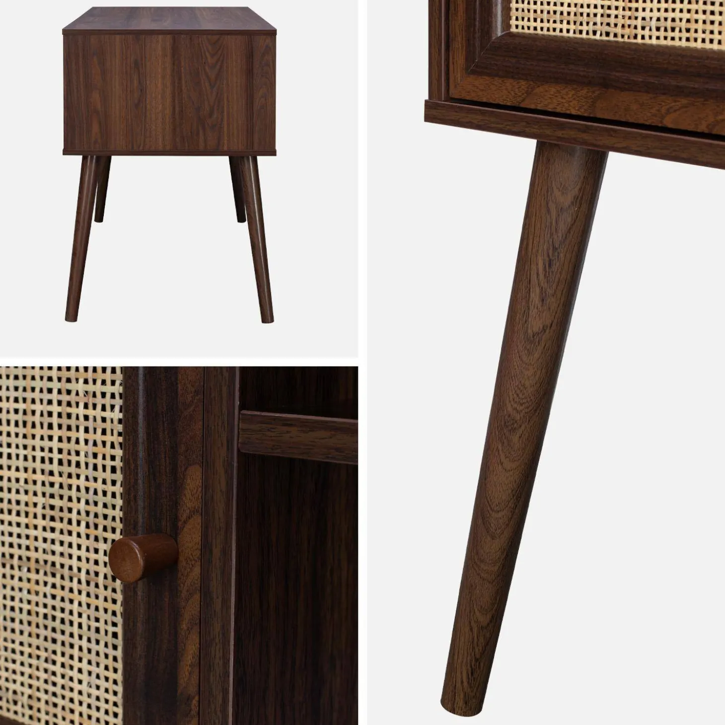 Bureau decor hout en vlechtwerk 2 deuren