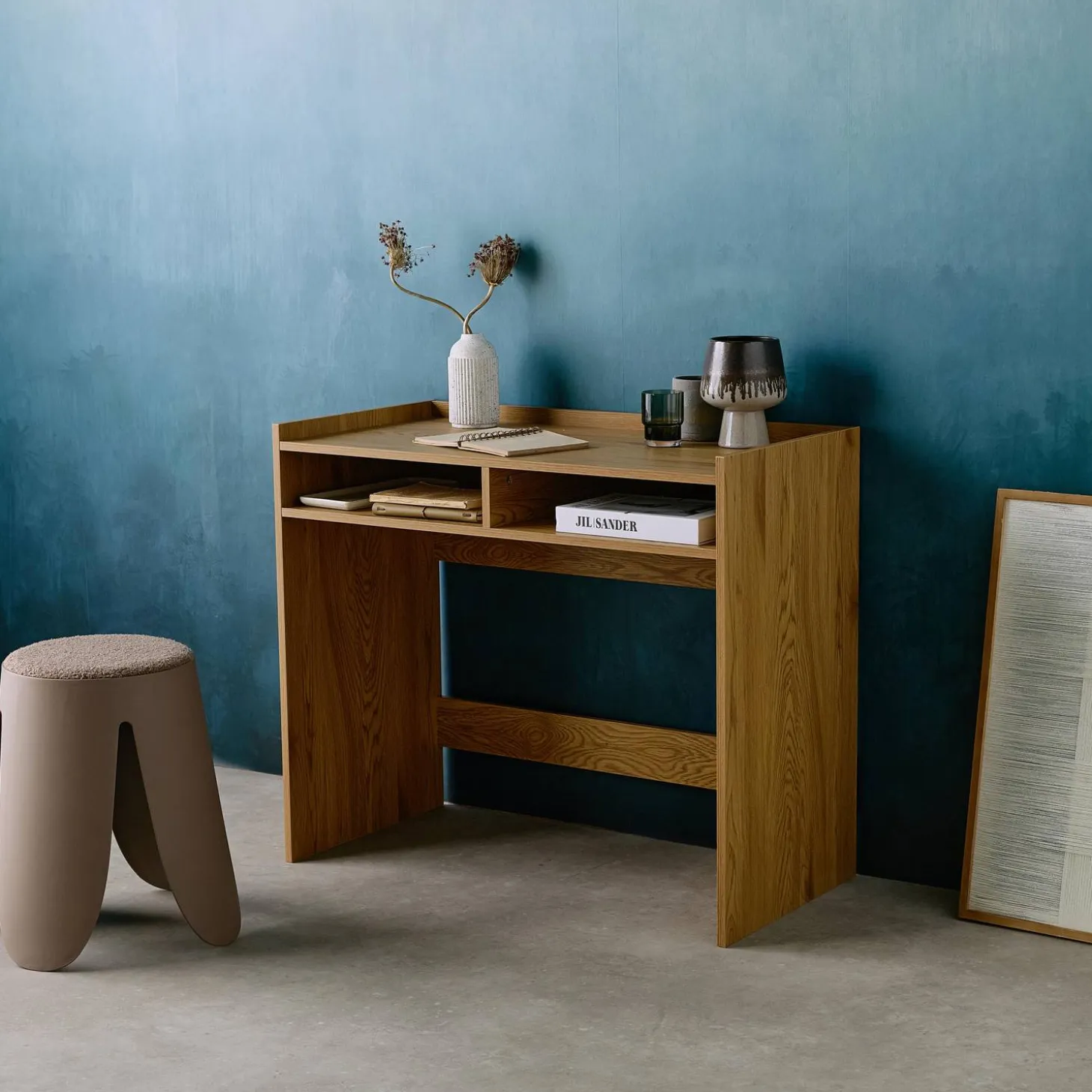 Bureau hout decor 2 opbergvakken