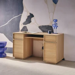 Bureau houteffect bureau 2 deuren 2 laden 1 nis 140cm