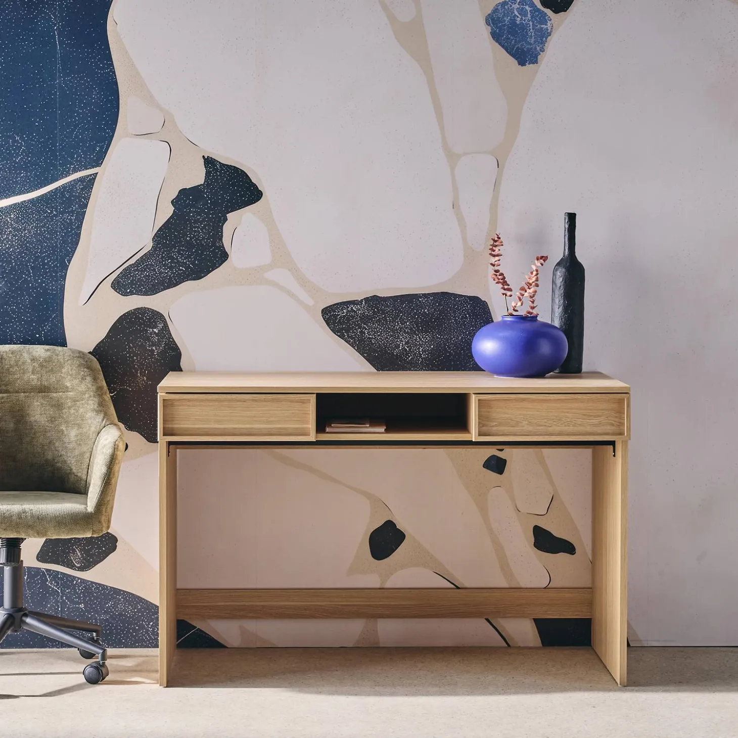 Bureau houteffect 2 lades en 1 nis 120cm