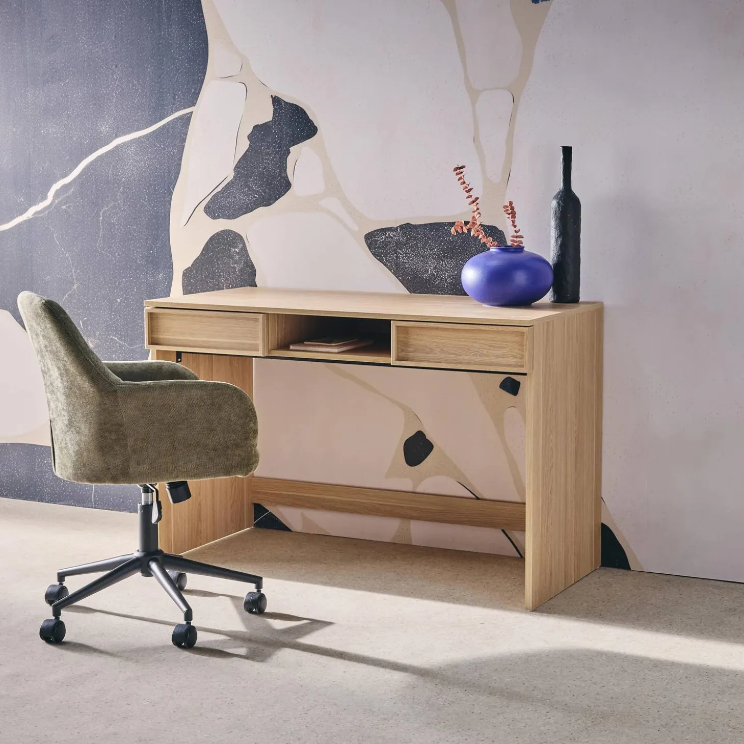 Bureau houteffect 2 lades en 1 nis 120cm