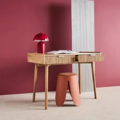 Bureau met gegroefd mangohouteffect, 2 lades