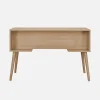 Bureau met houten effect en rotan 2 lades