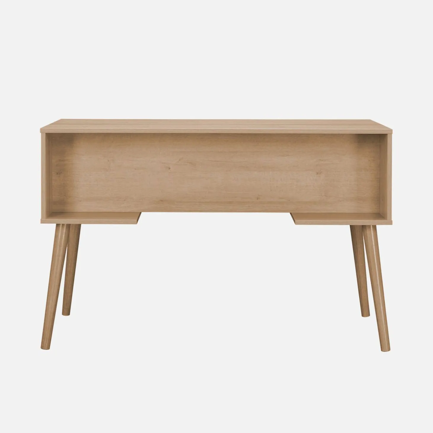 Bureau met houten effect en rotan 2 lades