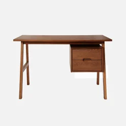 Bureau met 2 laden rubberhout en eikenfineer