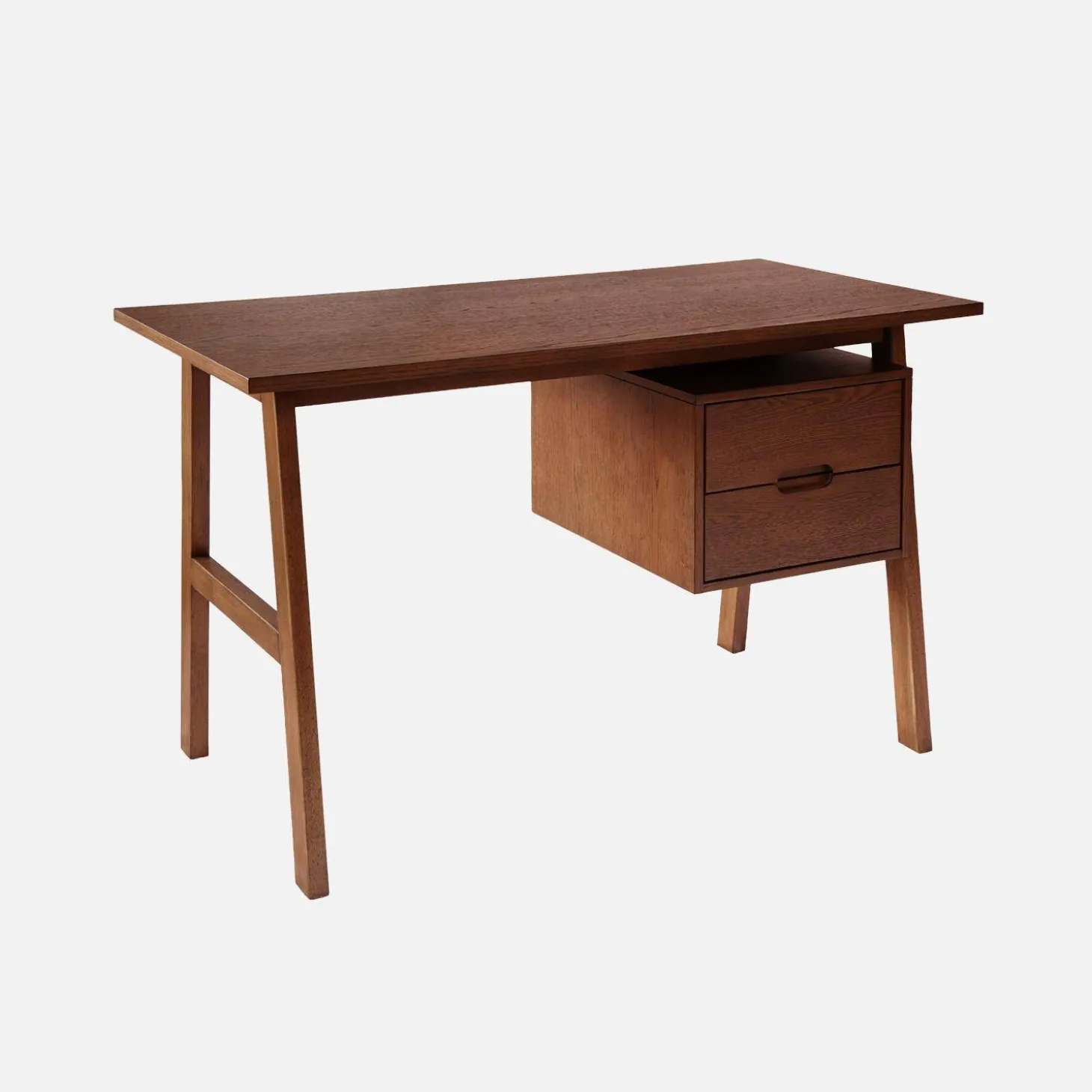 Bureau met 2 laden rubberhout en eikenfineer