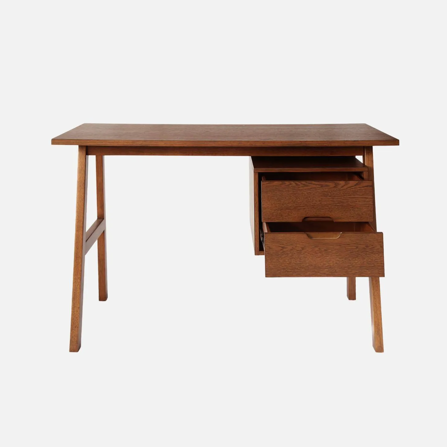 Bureau met 2 laden rubberhout en eikenfineer