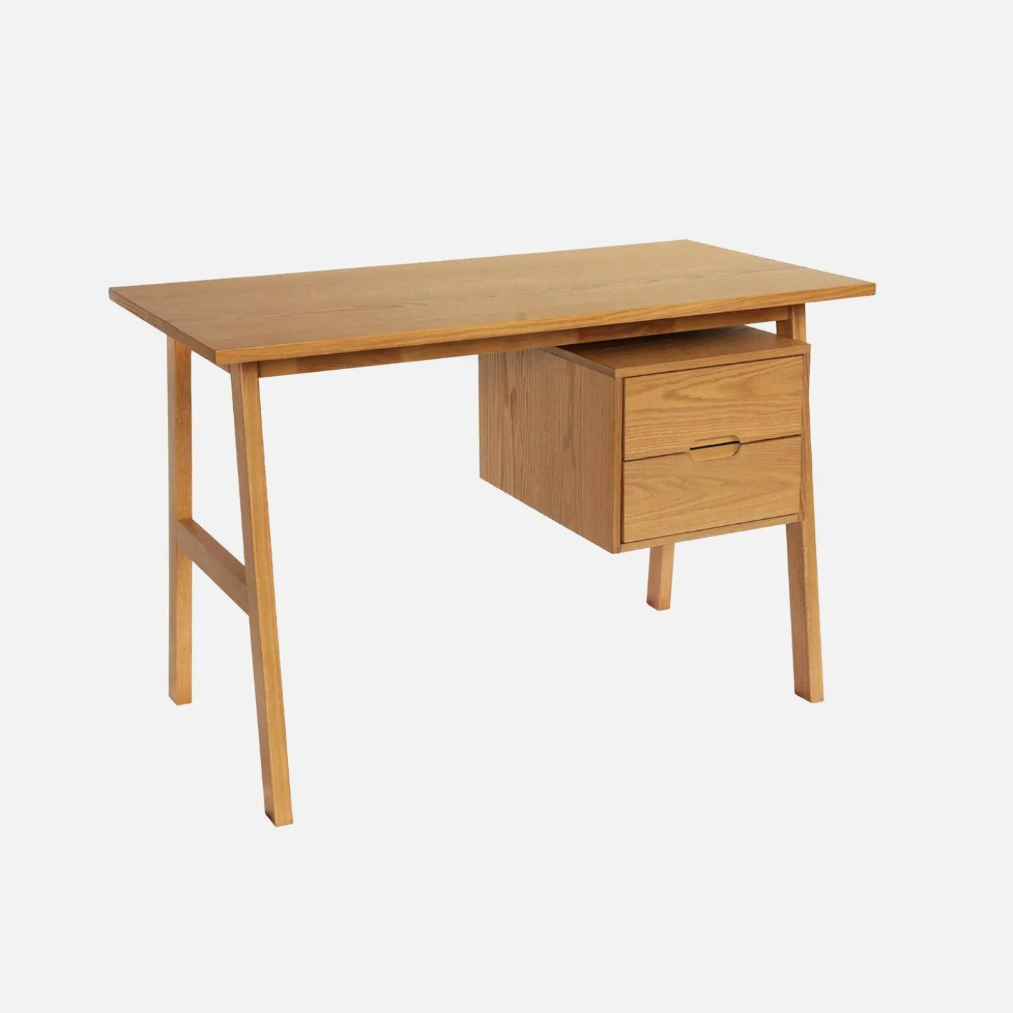 Bureau met 2 laden rubberhout en eikenfineer