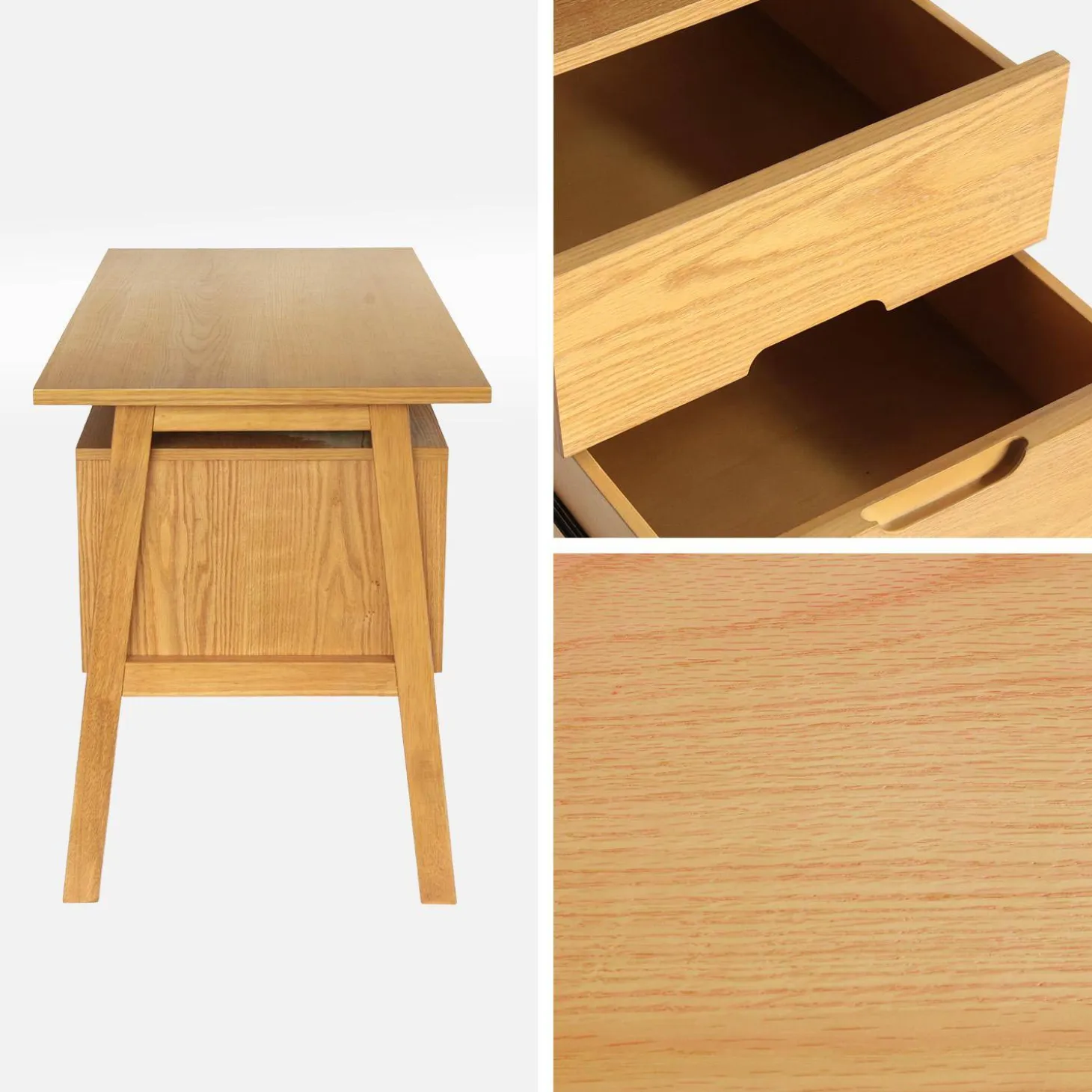 Bureau met 2 laden rubberhout en eikenfineer