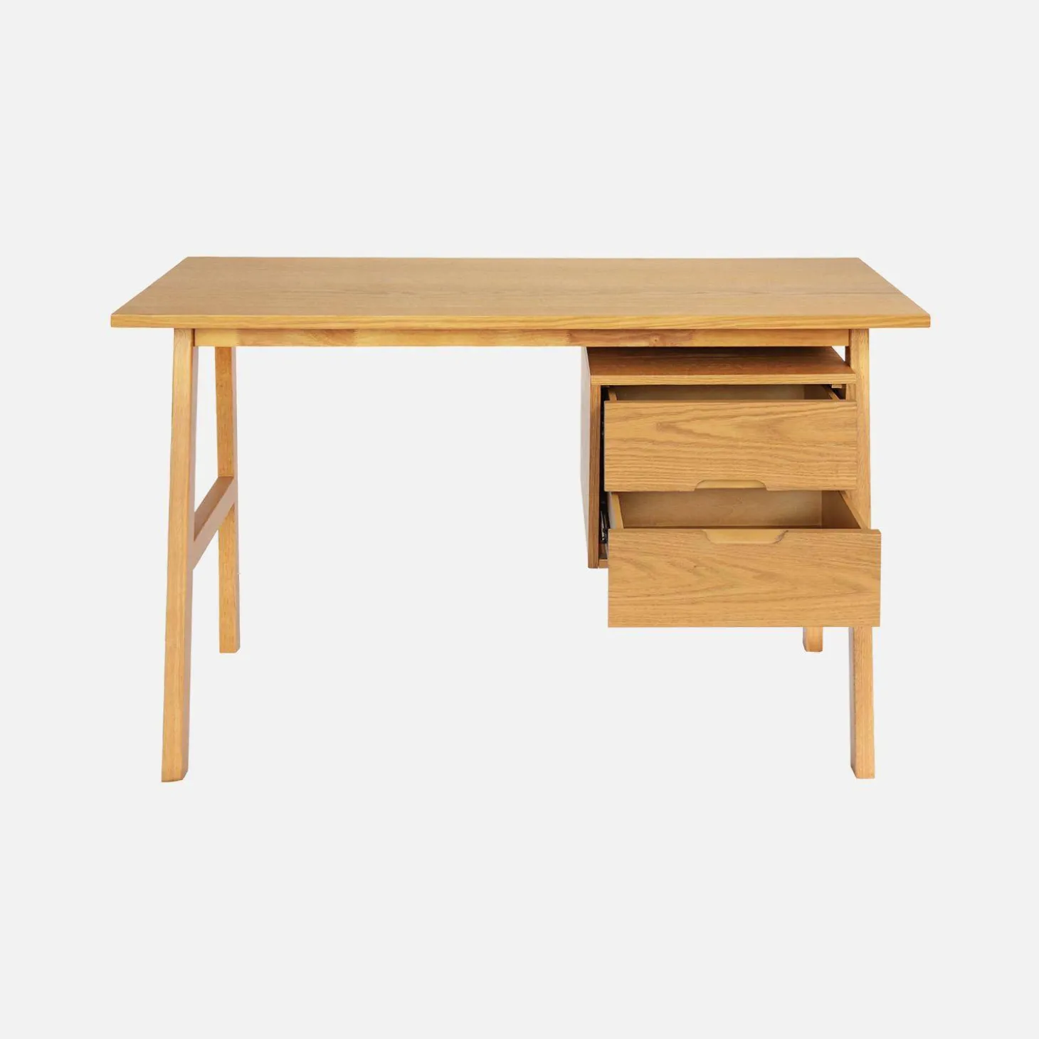 Bureau met 2 laden rubberhout en eikenfineer
