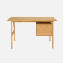 Bureau met 2 laden rubberhout en eikenfineer