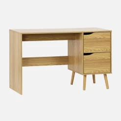 Bureau met 2 lades in walnootkleurig hout
