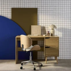 Bureau met 2 lades in walnootkleurig hout