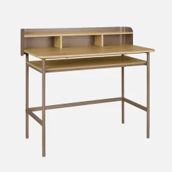 Bureau met open opbergruimte metaal en houtdecor