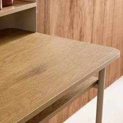 Bureau met open opbergruimte metaal en houtdecor
