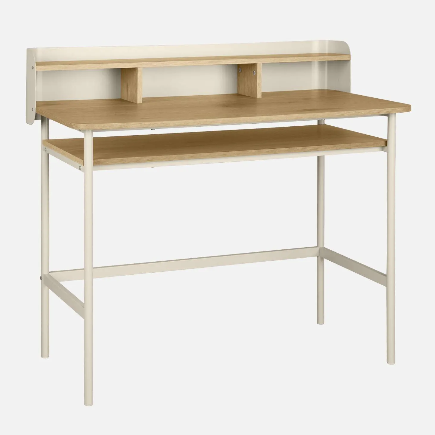Bureau met open opbergruimte metaal en houtdecor