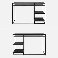 Bureau met 2 planken in zwart metaal, 120 CM