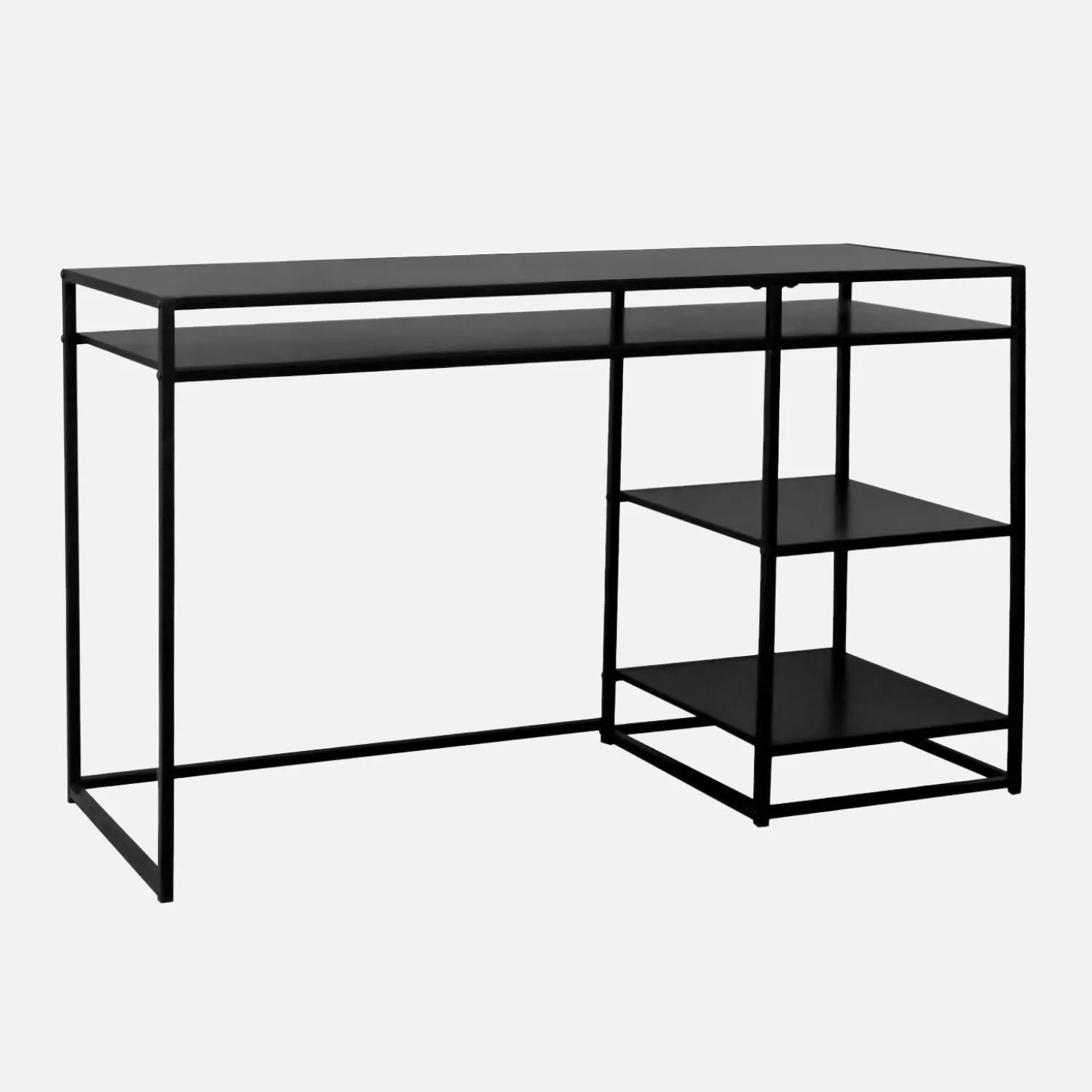 Bureau met 2 planken in zwart metaal, 120 CM