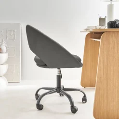 Bureaustoel met velours bekleding en metalen wielen