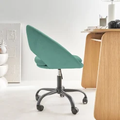 Bureaustoel met velours bekleding en metalen wielen