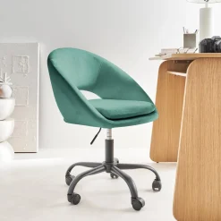 Bureaustoel met velours bekleding en metalen wielen