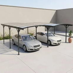 Carport met uitbreiding aluminium en polycarbonaat 30m²