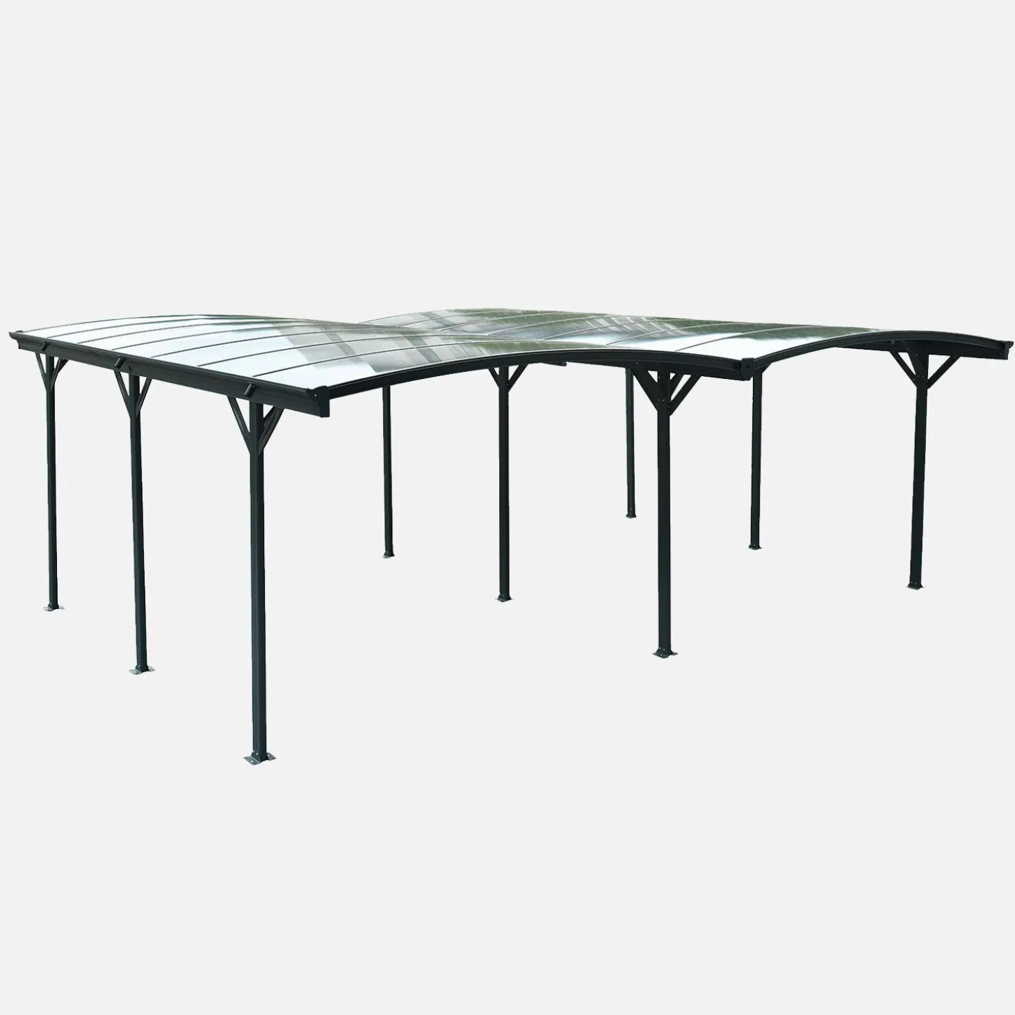 Carport met uitbreiding aluminium en polycarbonaat 30m²