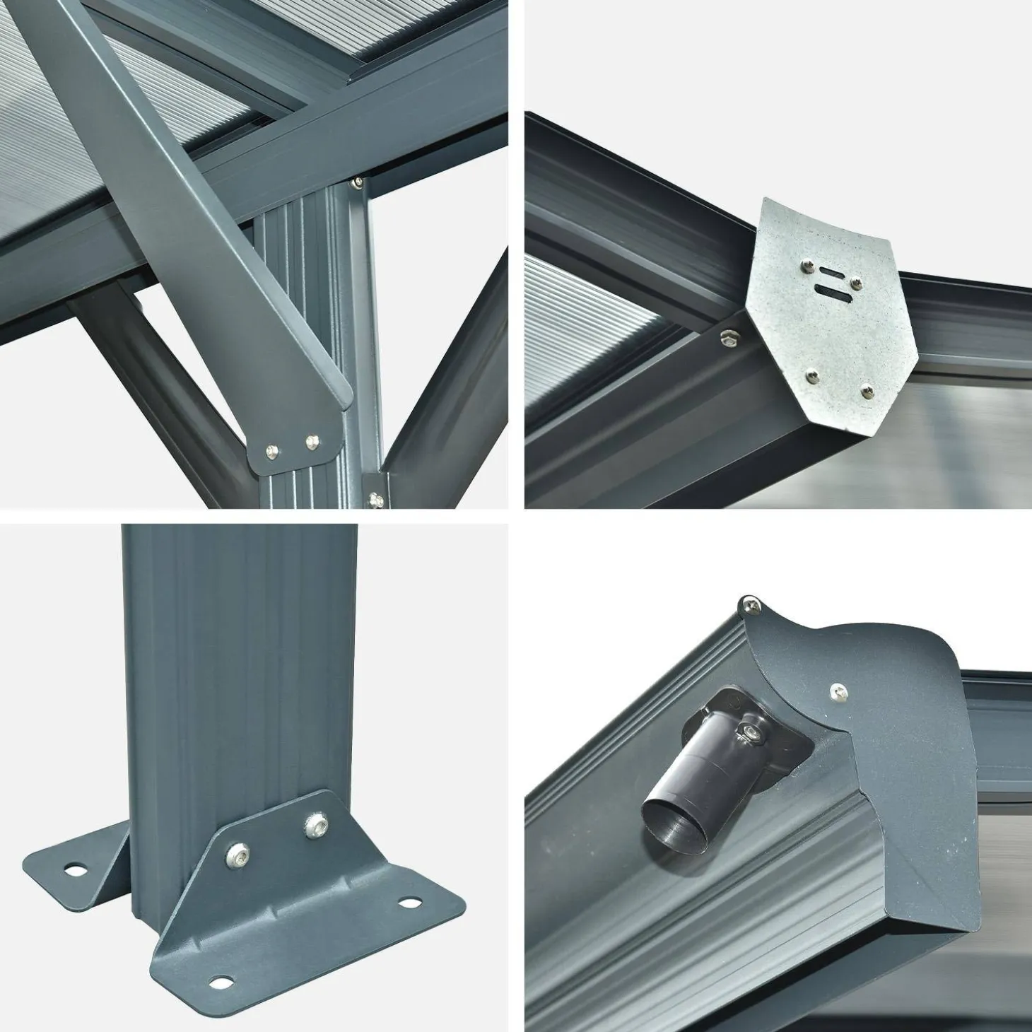 Carport met uitbreiding aluminium en polycarbonaat 30m²