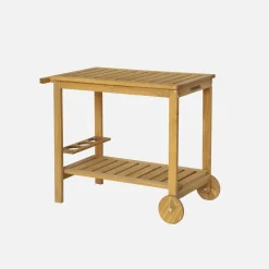 95 cm houten keukentrolley met wielen en handvat