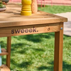 95 cm houten keukentrolley met wielen en handvat
