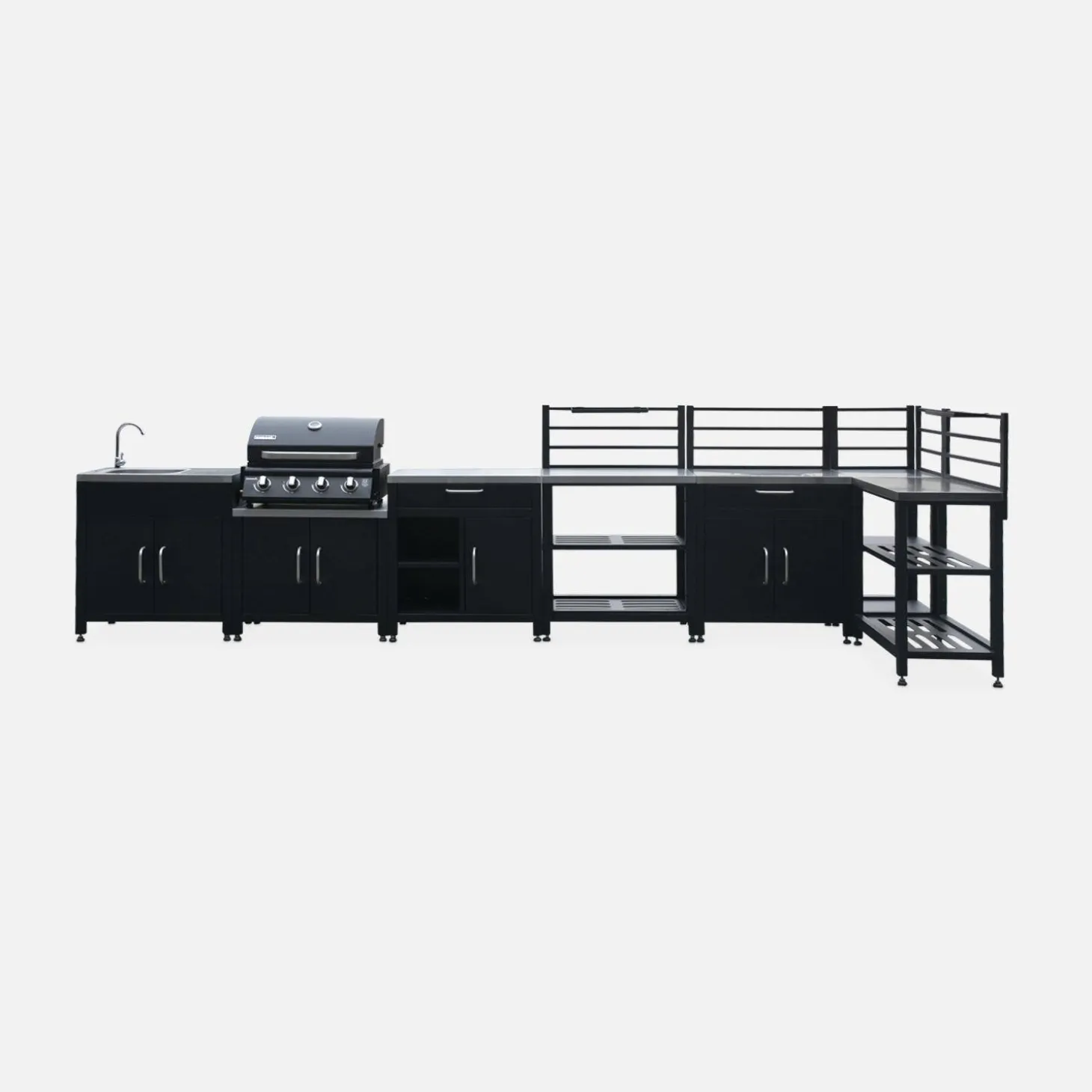 Complete roestvrije stalen buitenkeuken met 4-pits gasbarbecue