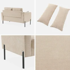 Corduroy bank, 2-zits, 130x68x82cm