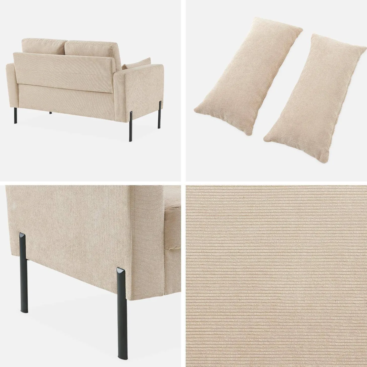 Corduroy bank, 2-zits, 130x68x82cm