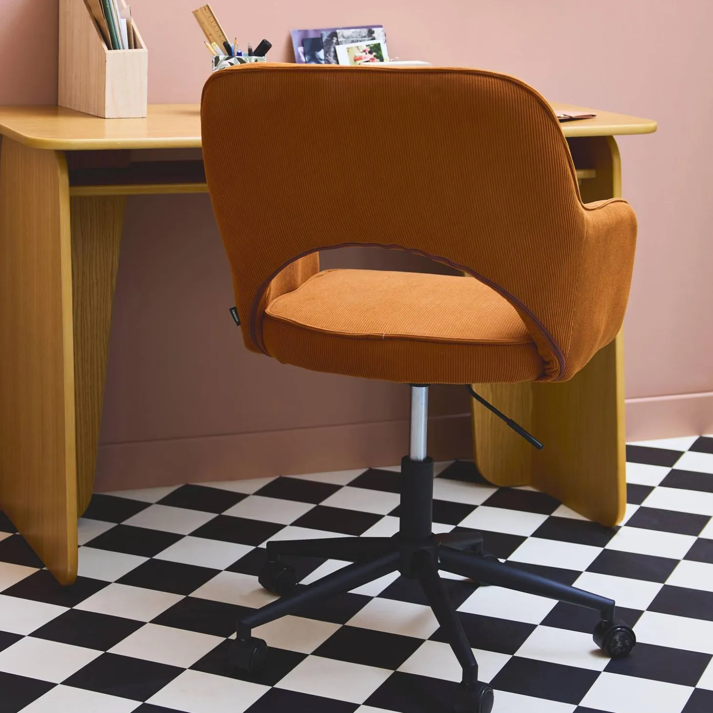 Corduroy bureaustoel met wielen