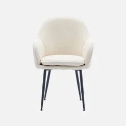 Corduroy fauteuil met matzwarte metalen poten (Set van 4)