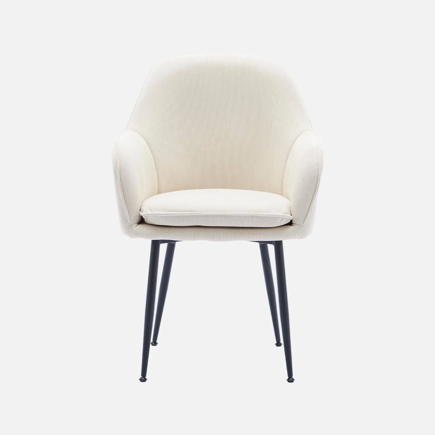 Corduroy fauteuil met matzwarte metalen poten (Set van 4)