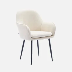Corduroy fauteuil met matzwarte metalen poten (Set van 4)