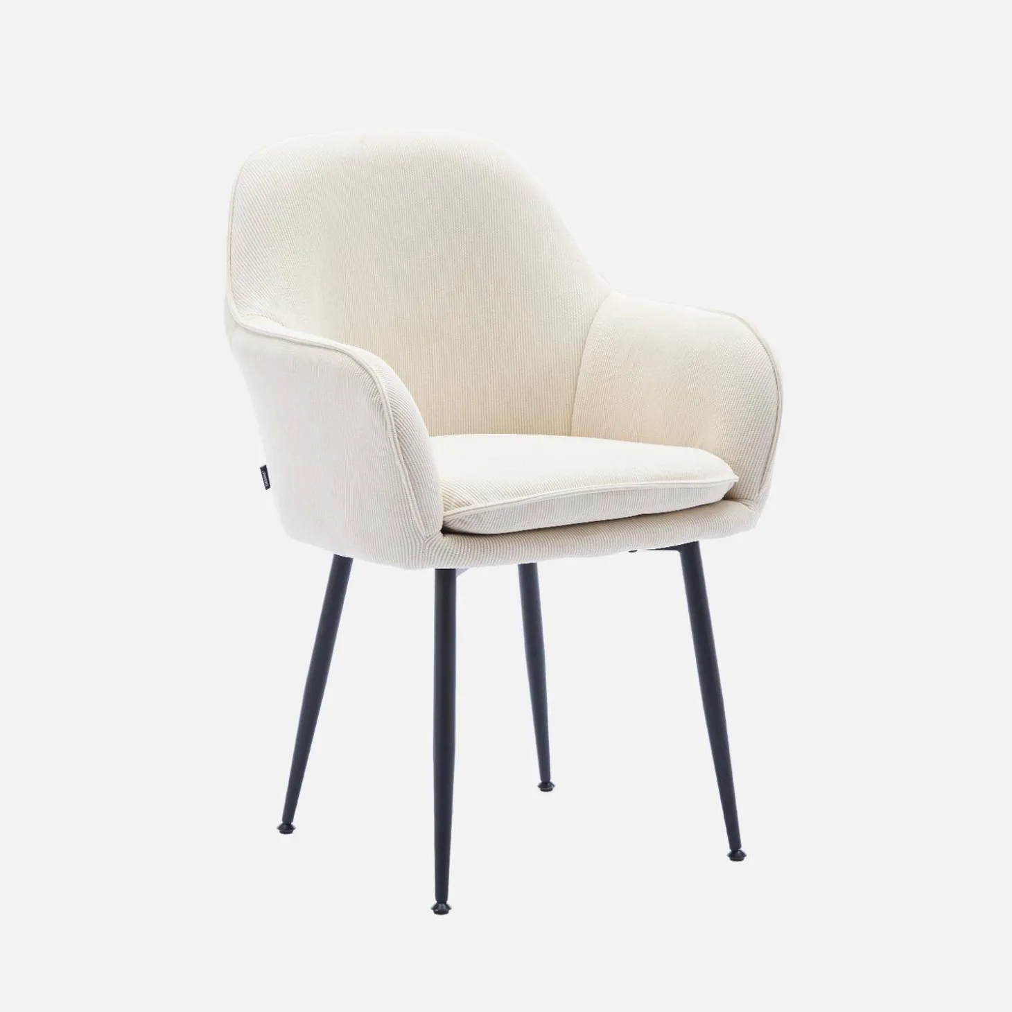Corduroy fauteuil met matzwarte metalen poten (Set van 4)