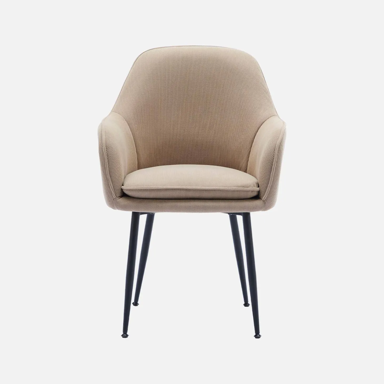 Corduroy fauteuil met matzwarte metalen poten (Set van 4)