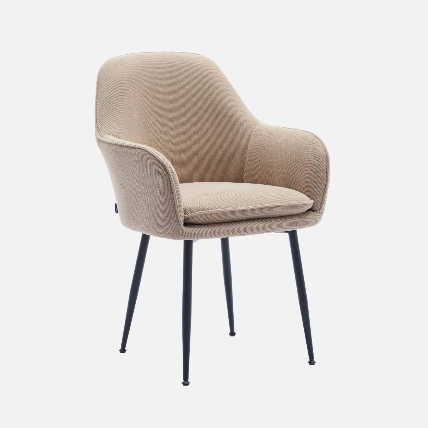 Corduroy fauteuil met matzwarte metalen poten (Set van 4)