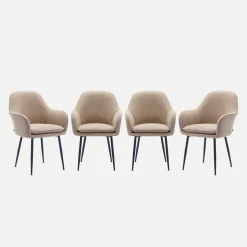 Corduroy fauteuil met matzwarte metalen poten (Set van 4)