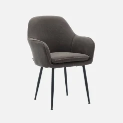 Corduroy fauteuil met matzwarte metalen poten