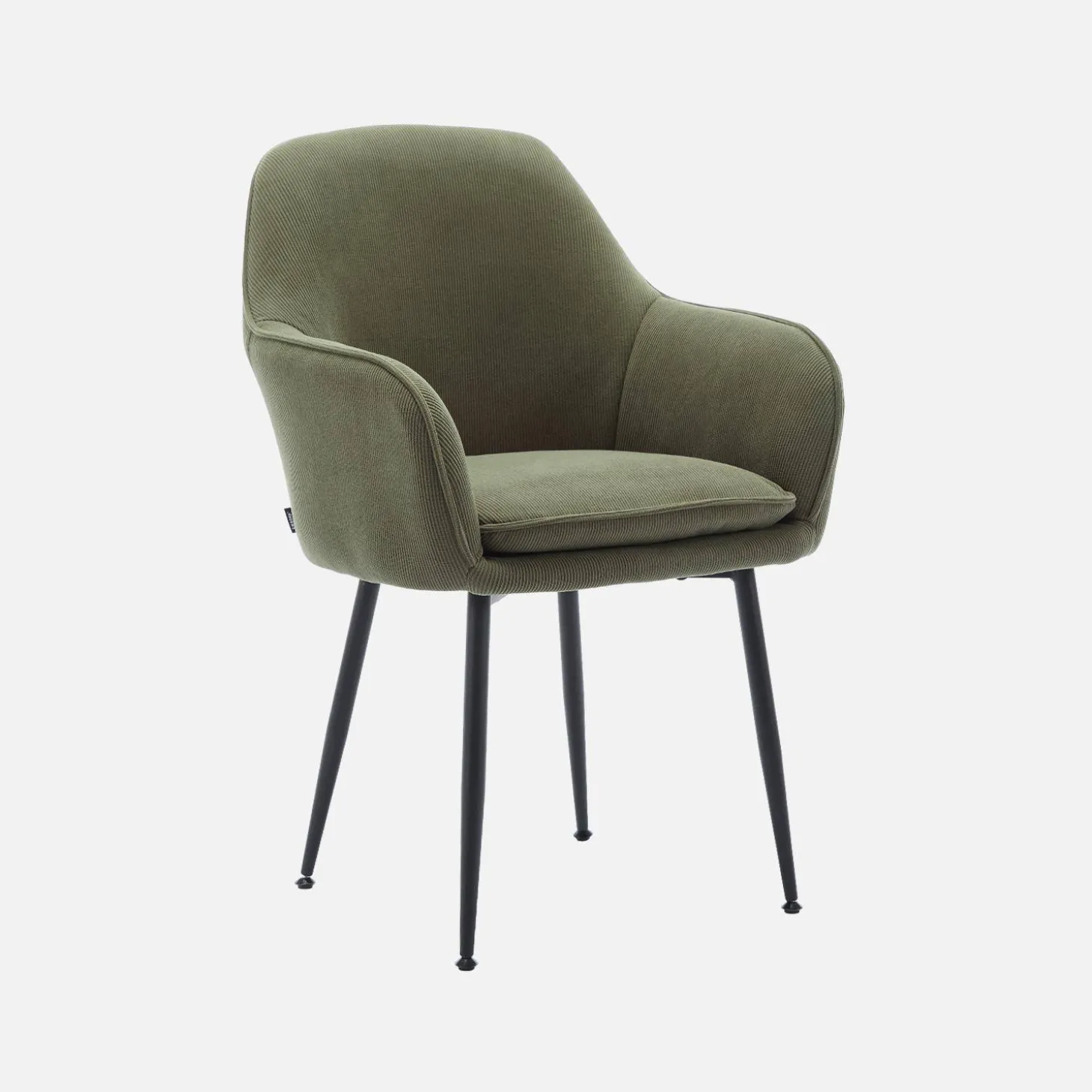 Corduroy fauteuil met matzwarte metalen poten
