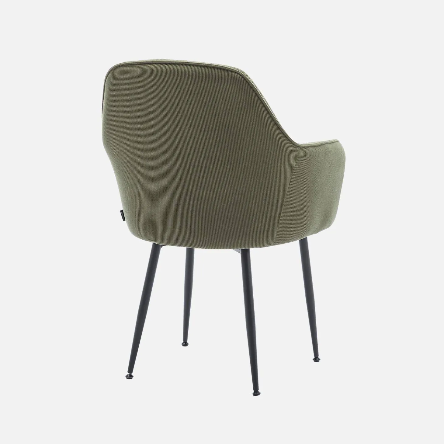Corduroy fauteuil met matzwarte metalen poten